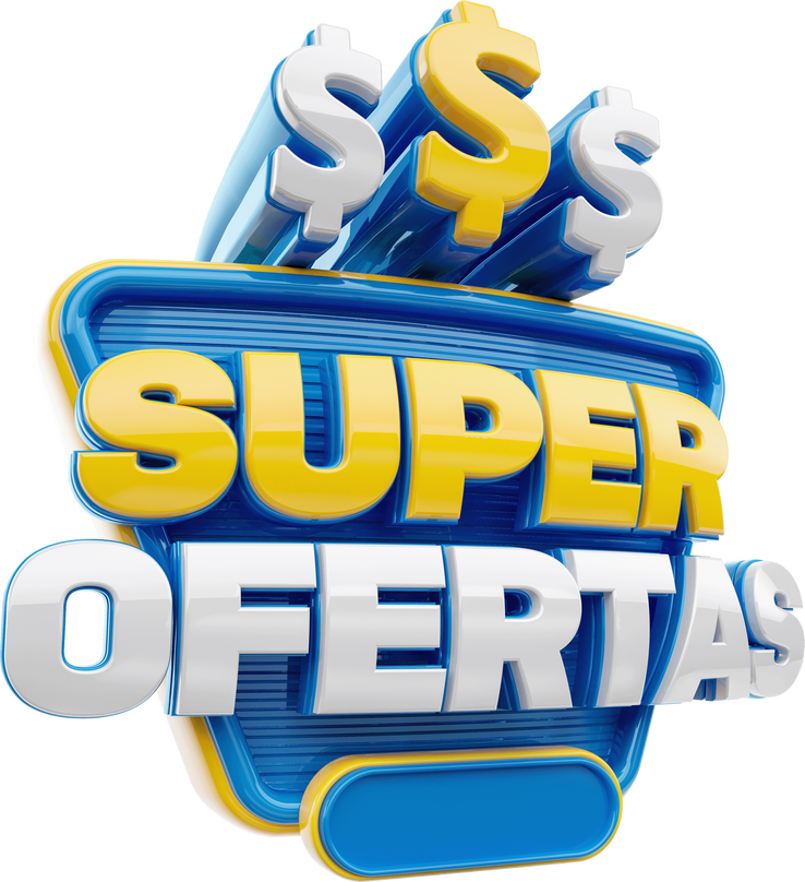 label super offers with money symbol in portuguese 3d render